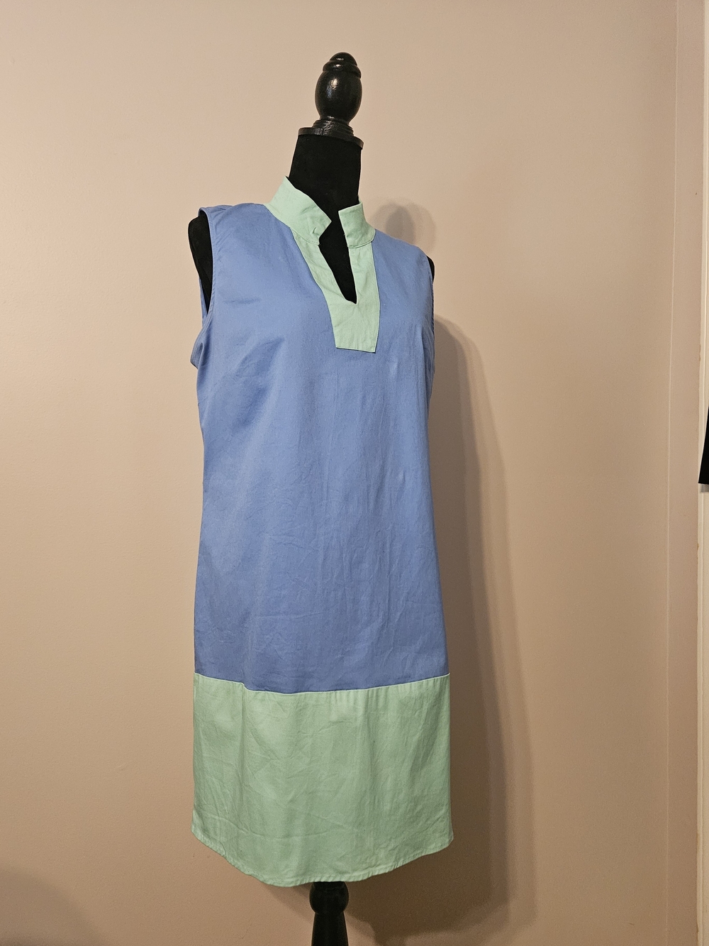 Sail To Sable Sleeveless Colorblock Shift Dress - Light Blue & Mint 97%cotton